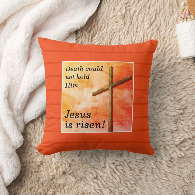 JESUS IS RISEN Christian Easter Cross Cushion (Blanket)