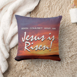 JESUS IS RISEN Christian Easter Landscape Cushion