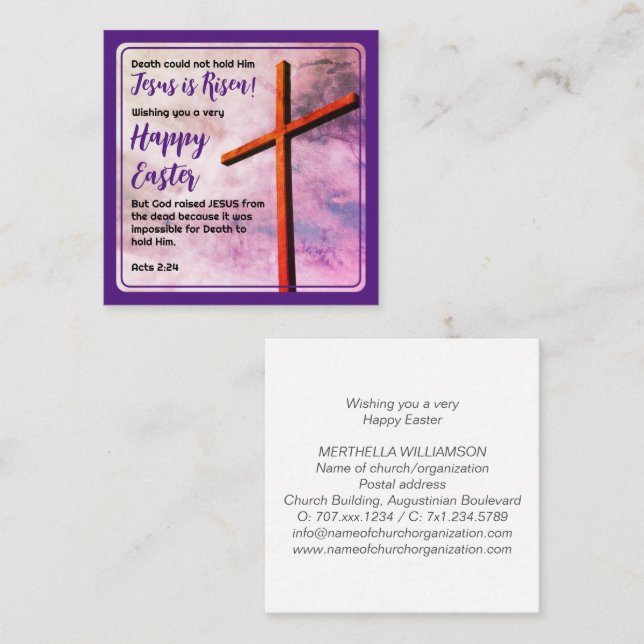 JESUS IS RISEN Christian EASTER Square Business Card (Front/Back)
