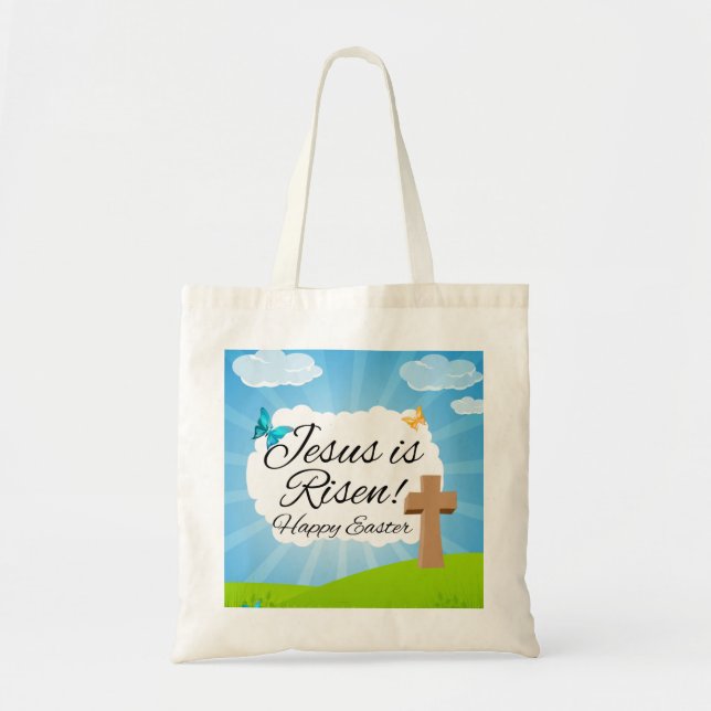 Jesus is Risen, Christian Easter Tote Bag (Front)