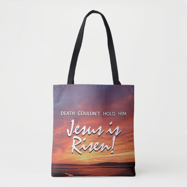 JESUS IS RISEN Christian Resurrection Easter Tote Bag (Front)
