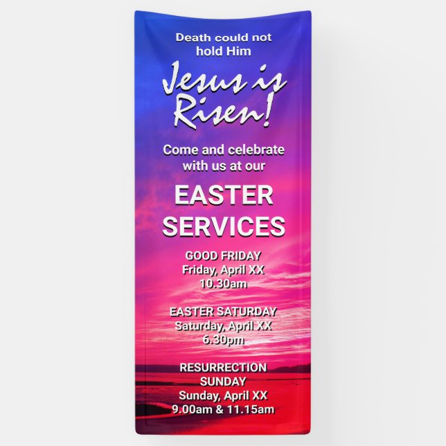 JESUS IS RISEN Custom Easter CHURCH SERVICES Banner (Vertical)