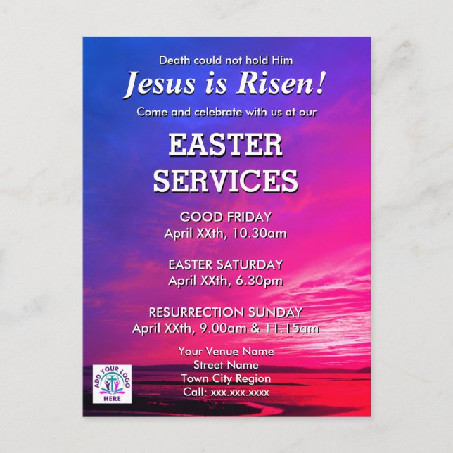 JESUS IS RISEN Easter Church Services Invitation (Front)