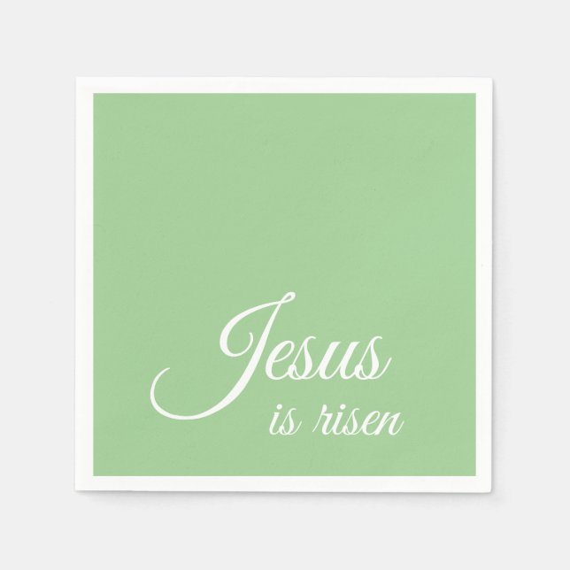 Jesus Is Risen Elegant Green Christian Easter Napkin (Front)