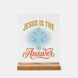 Jesus Is the Answer Christian Cross Vector Design_ Acrylic Sign
