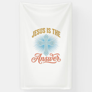 Jesus Is the Answer Christian Cross Vector Design_ Banner