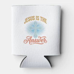 Jesus Is the Answer Christian Cross Vector Design_ Can Cooler