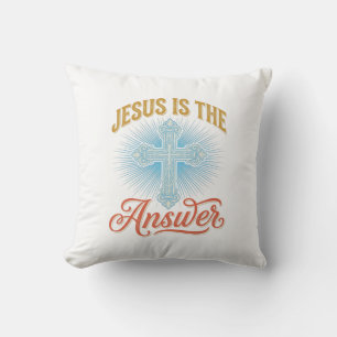 Jesus Is the Answer Christian Cross Vector Design_ Cushion
