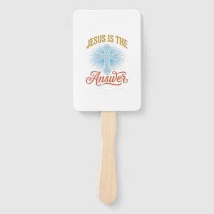Jesus Is the Answer Christian Cross Vector Design_ Hand Fan