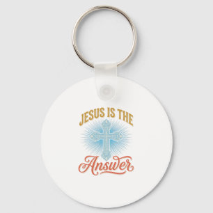 Jesus Is the Answer Christian Cross Vector Design_ Key Ring
