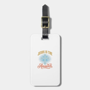 Jesus Is the Answer Christian Cross Vector Design_ Luggage Tag