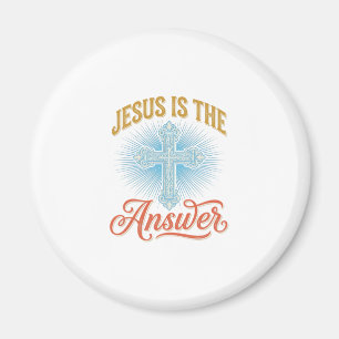 Jesus Is the Answer Christian Cross Vector Design_ Magnet