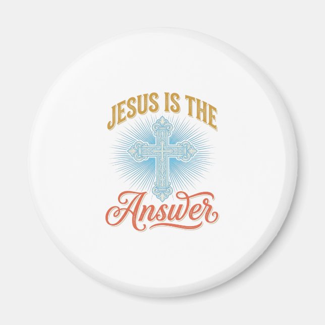 Jesus Is the Answer Christian Cross Vector Design_ Magnet (Front)