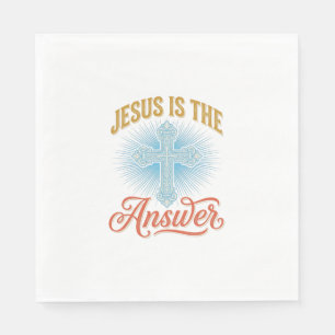 Jesus Is the Answer Christian Cross Vector Design_ Napkin