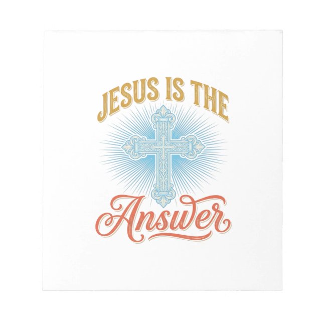 Jesus Is the Answer Christian Cross Vector Design_ Notepad (Front)