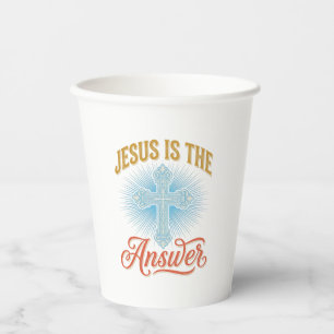 Jesus Is the Answer Christian Cross Vector Design_ Paper Cups