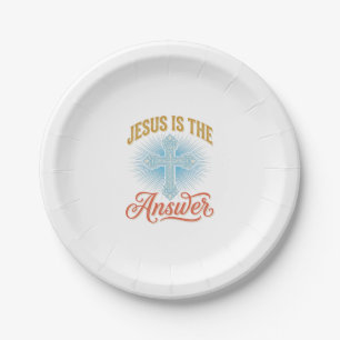 Jesus Is the Answer Christian Cross Vector Design_ Paper Plate