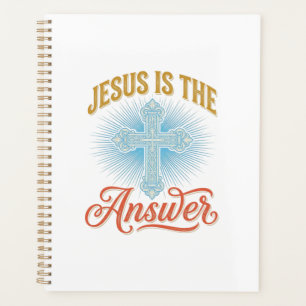 Jesus Is the Answer Christian Cross Vector Design_ Planner