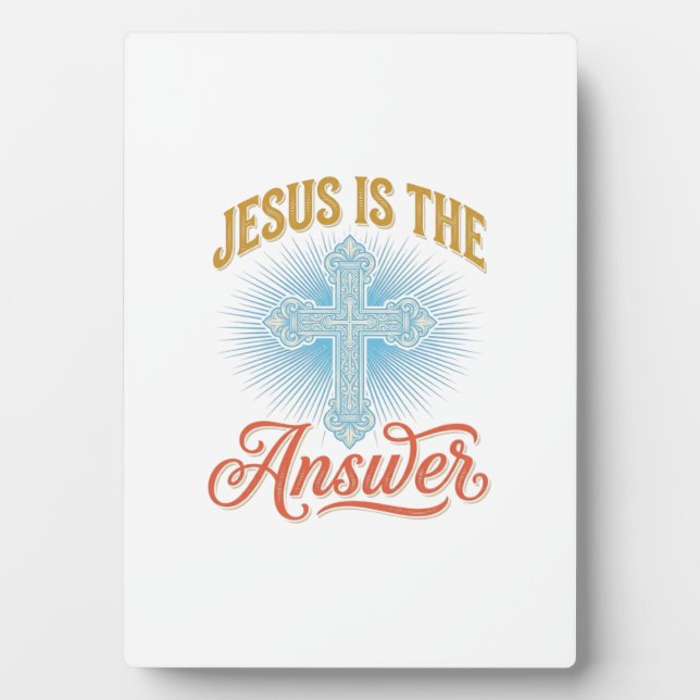 Jesus Is the Answer Christian Cross Vector Design_ Plaque (Front)