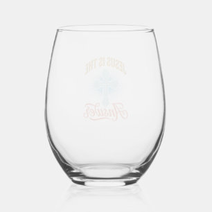 Jesus Is the Answer Christian Cross Vector Design_ Stemless Wine Glass