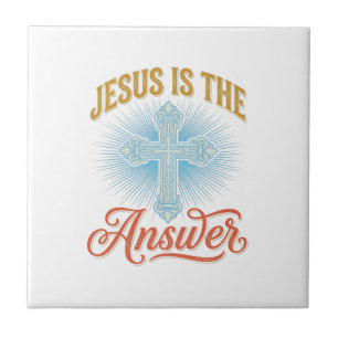 Jesus Is the Answer Christian Cross Vector Design_ Tile