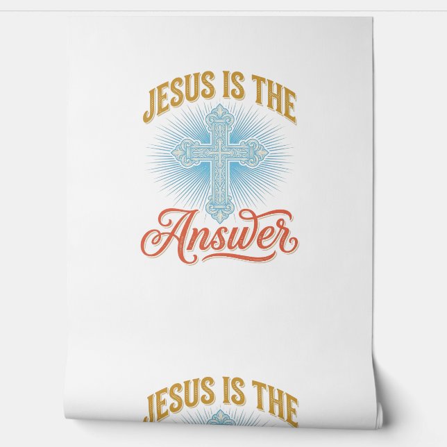 Jesus Is the Answer Christian Cross Vector Design_ Wallpaper (Unrolling)