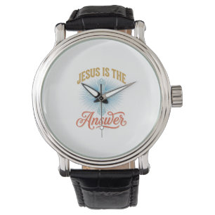 Jesus Is the Answer Christian Cross Vector Design_ Watch