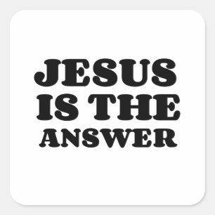 JESUS IS THE ANSWER SQUARE STICKER