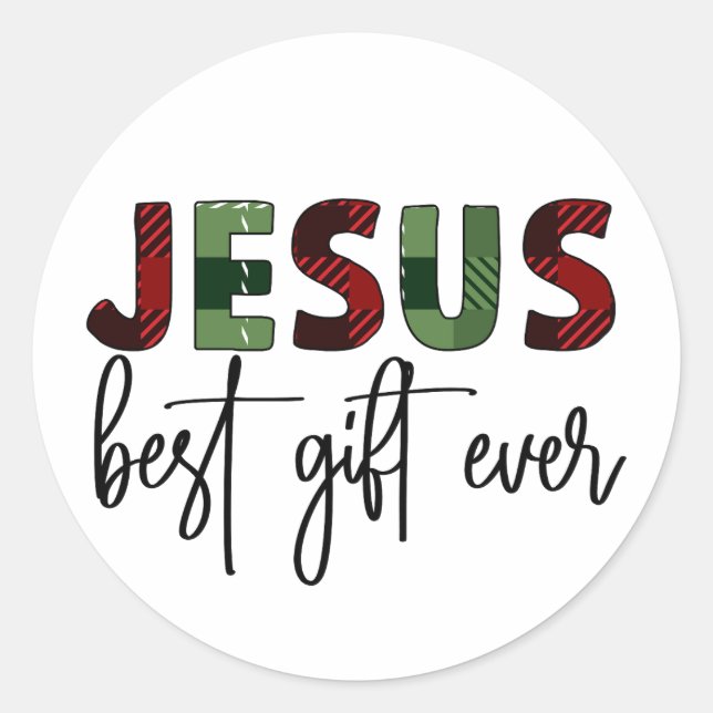 Jesus is the best gift ever Christian Christmas Classic Round Sticker (Front)