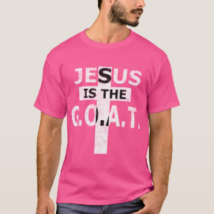 Jesus Is The G.O.A.T. Design With Cross Weathered  T-Shirt