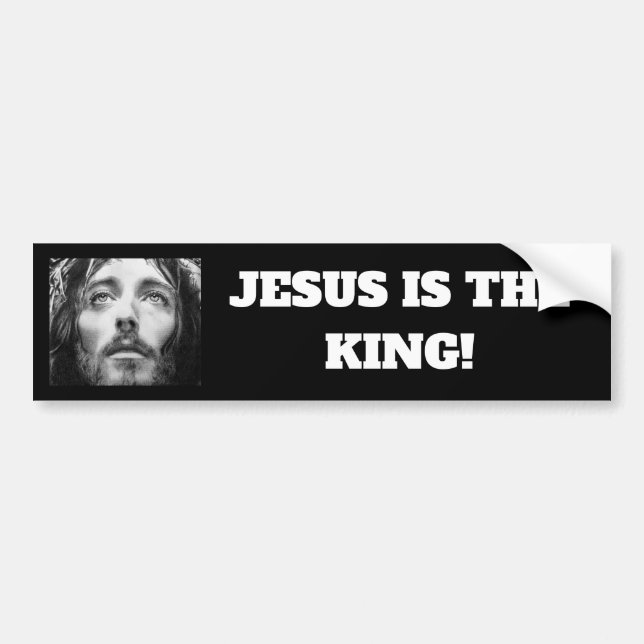 Jesus is the King Religious Vinyl Bumper Sticker (Front)