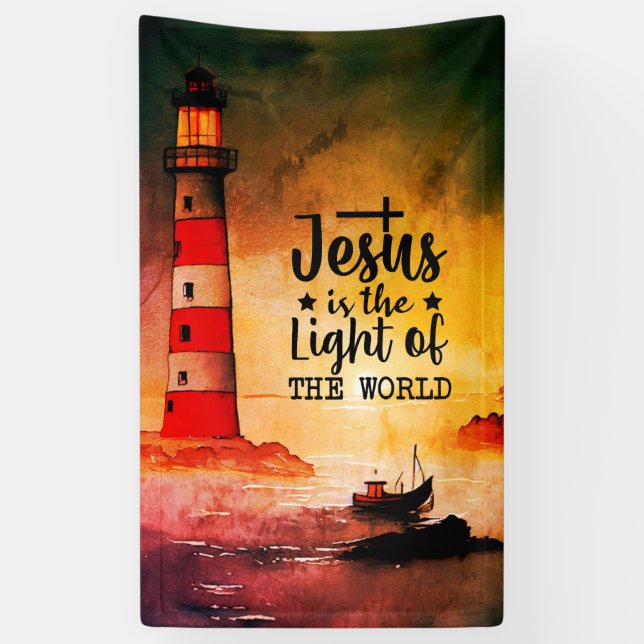 Jesus is the Light of the World Bible Verse Banner (Vertical)