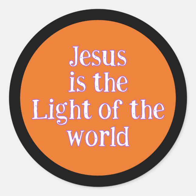 Jesus Is The Light Orange Halloween Trick or Treat Classic Round Sticker (Front)