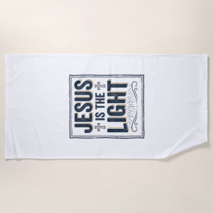 Jesus Is The Light Vintage Christian Shirt Beach Towel