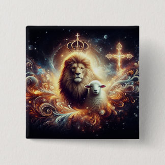 Jesus is the Lion and the Lamb  15 Cm Square Badge