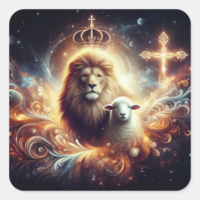 Jesus is the Lion and the Lamb  Square Sticker (Front)