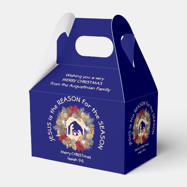 JESUS IS THE REASON Blue Christmas  Favour Box (Front Side)