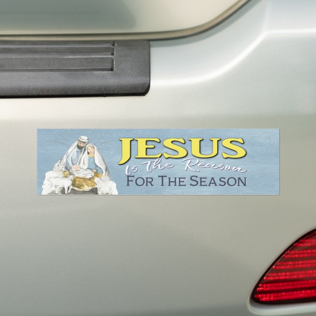 Jesus Is The Reason Christian Christmas Holiday Bumper Sticker (On Car)