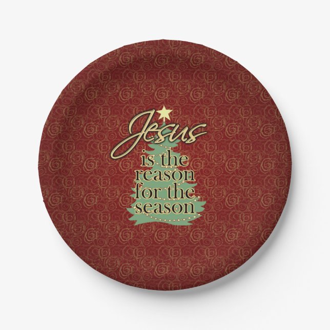 Jesus is the Reason Christian Christmas Paper Plate (Front)