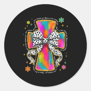 Jesus Is The Reason Christian Cross Coquette Bow C Classic Round Sticker