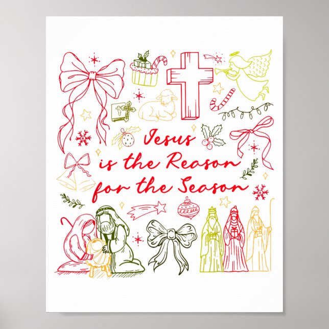 Jesus Is The Reason Christian Cross Coquette Bow C Poster (Front)