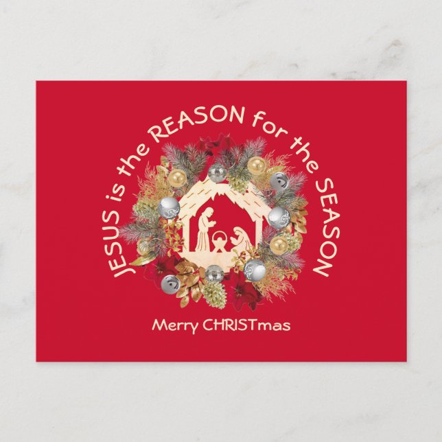 JESUS IS THE REASON Christmas Holiday Postcard (Front)