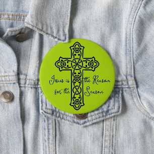 Jesus is the Reason Cross Christmas 10 Cm Round Badge