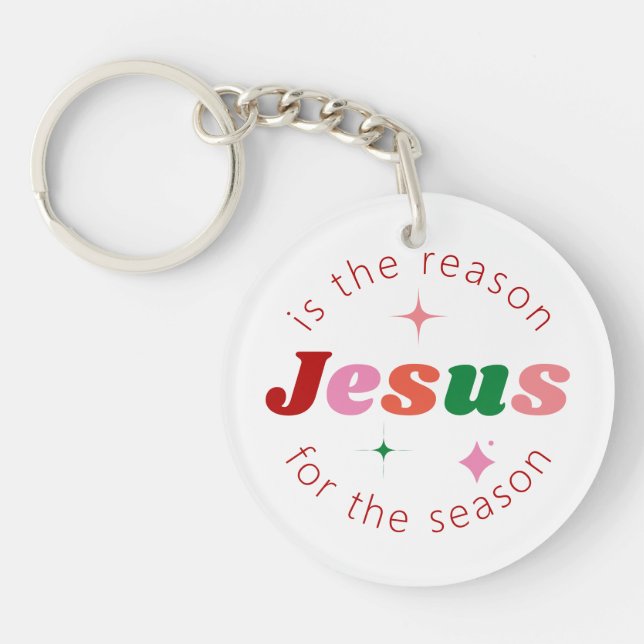 Jesus is the Reason Festive Christmas Holiday Key Ring (Front)