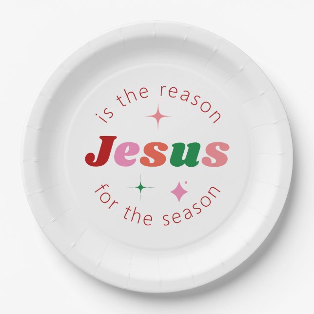 Jesus is the Reason Festive Christmas Holiday Paper Plate (Front)