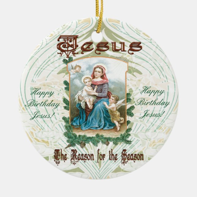 Jesus is the Reason for Season Ceramic Tree Decoration (Front)
