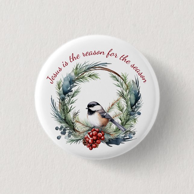 JESUS IS THE REASON FOR SEASON Christmas quote 3 Cm Round Badge (Front)