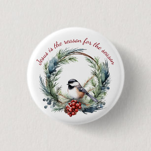 JESUS IS THE REASON FOR SEASON Christmas quote 3 Cm Round Badge