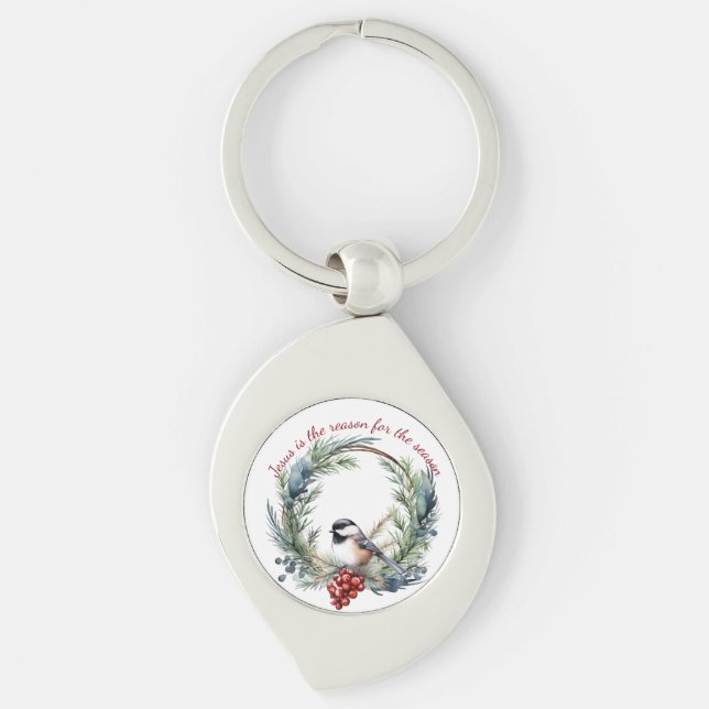 JESUS IS THE REASON FOR SEASON Christmas quote Key Ring (Front)