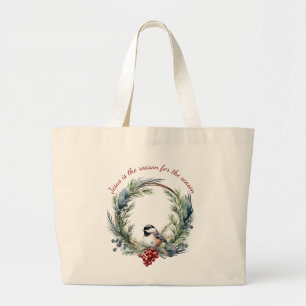 JESUS IS THE REASON FOR SEASON Christmas quote Large Tote Bag